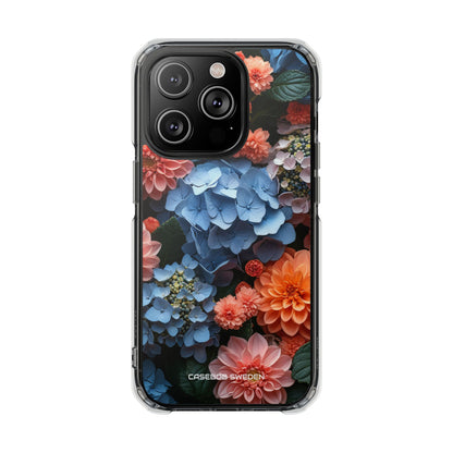 Blue Floral Bliss - Clear Impact iPhone 14 Phone Case