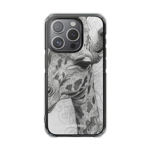 Monochrome Giraffe - Phone Case for iPhone (Clear Impact - Magnetic)