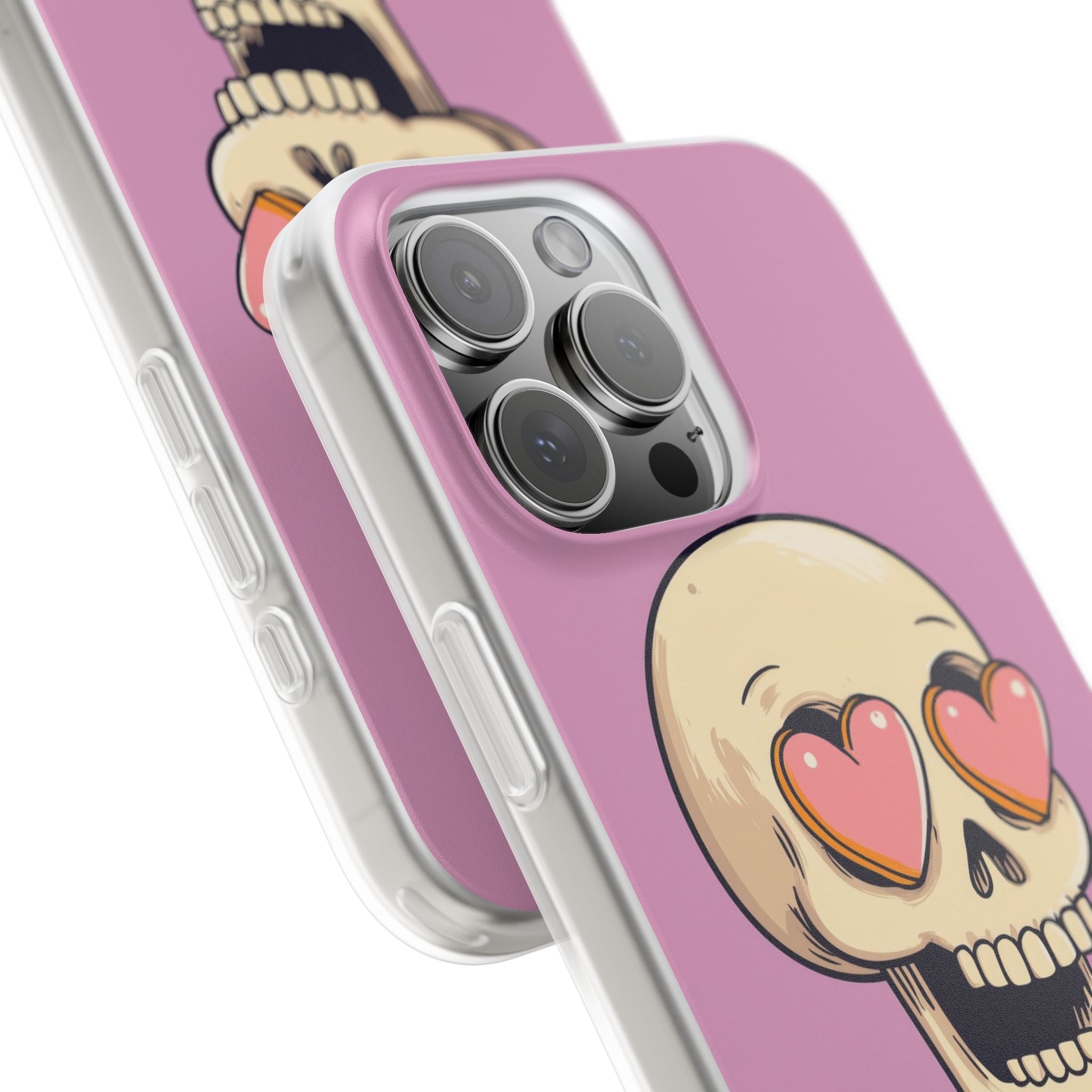 Heart Eyed Skull iPhone 16 Pro Max Case - Soft