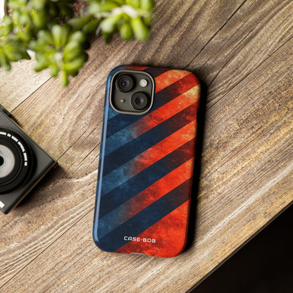 Diagonal Stripes Blaze iPhone 15 Case - Tough