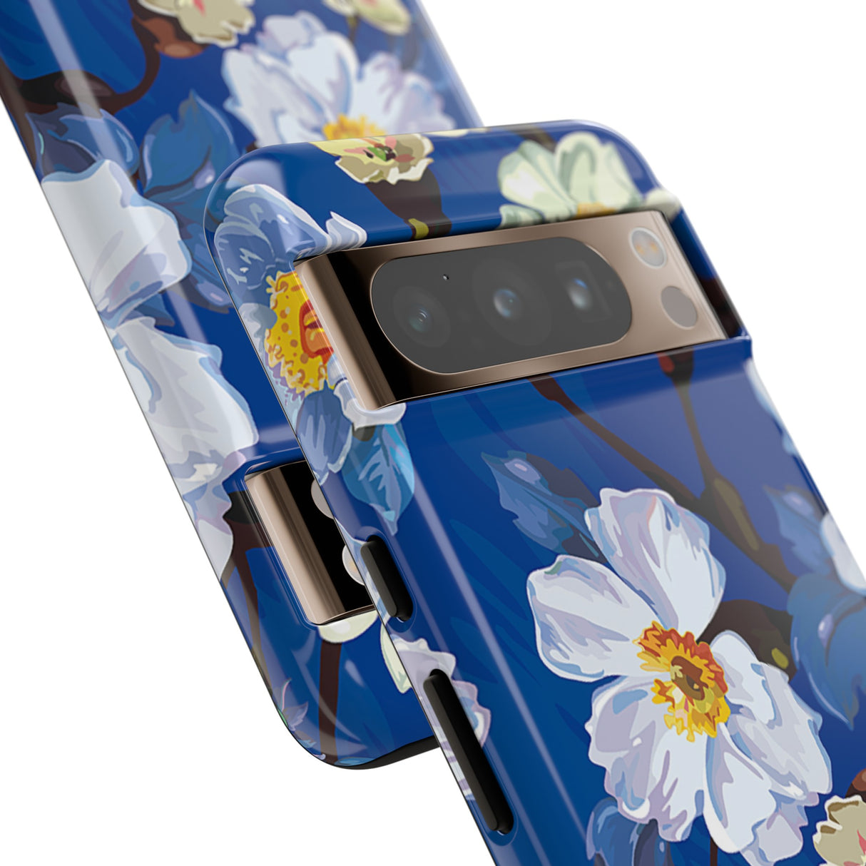 Elegant Flower on Blue iPhone Case | Tough