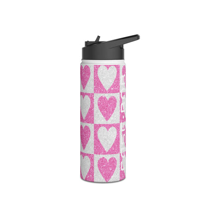 Glitter Heartgrid - Stainless Steel Water Bottle