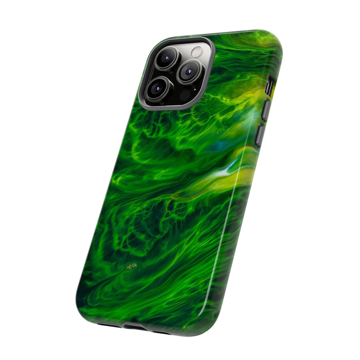 Neon Green Wave Ink Art iPhone Case (Protective) Phone Case