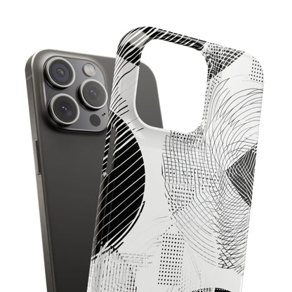 Geometric Monochrome Flow iPhone 15 - Slim Phone Case