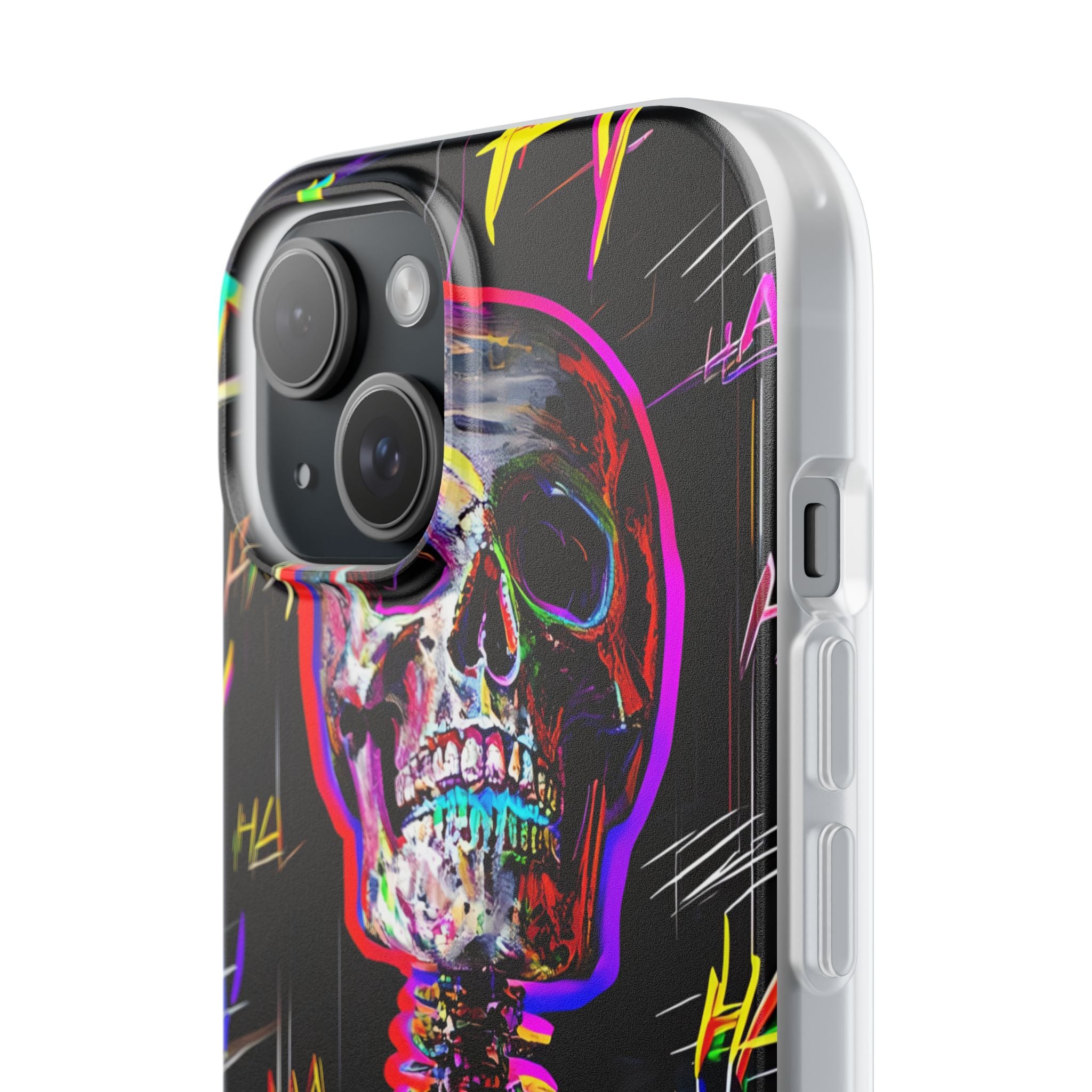 Neon Skeleton Laugh iPhone 15 Case - Soft