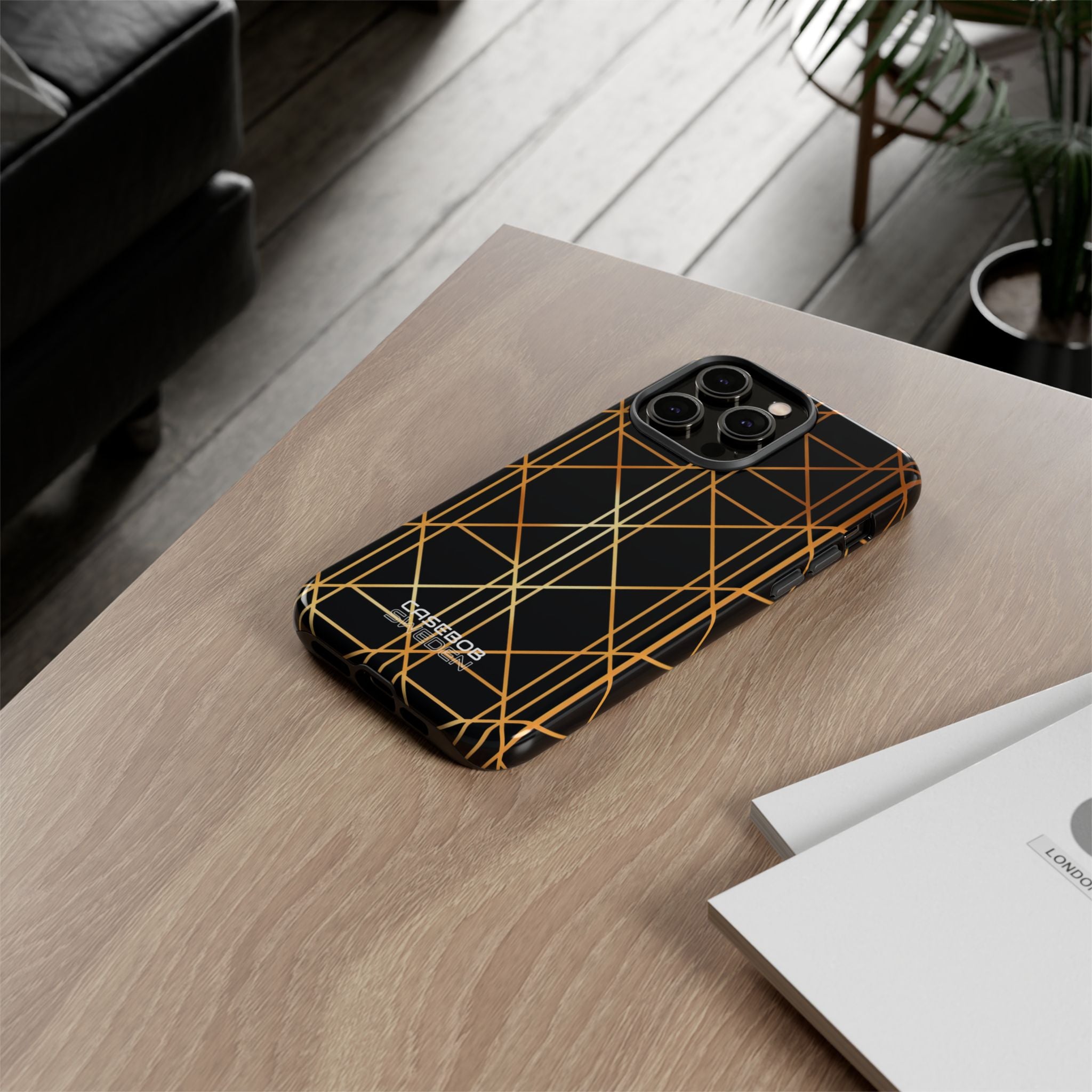 Golden Geometric Elegance iPhone 14 - Tough