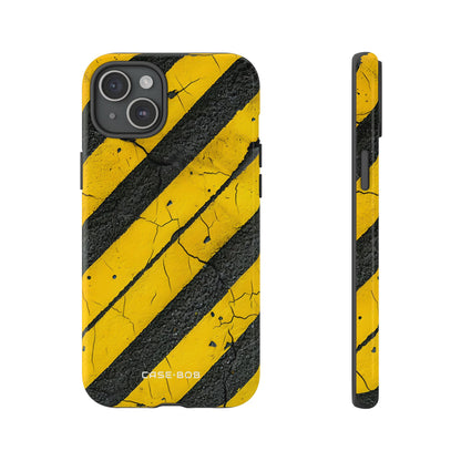 Yellow Stripe Distress iPhone 15 Plus Case - Tough
