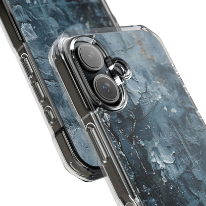 Weathered Blue Tapestry with Cracked Layers iPhone 16 - Clear Impact Phone Case