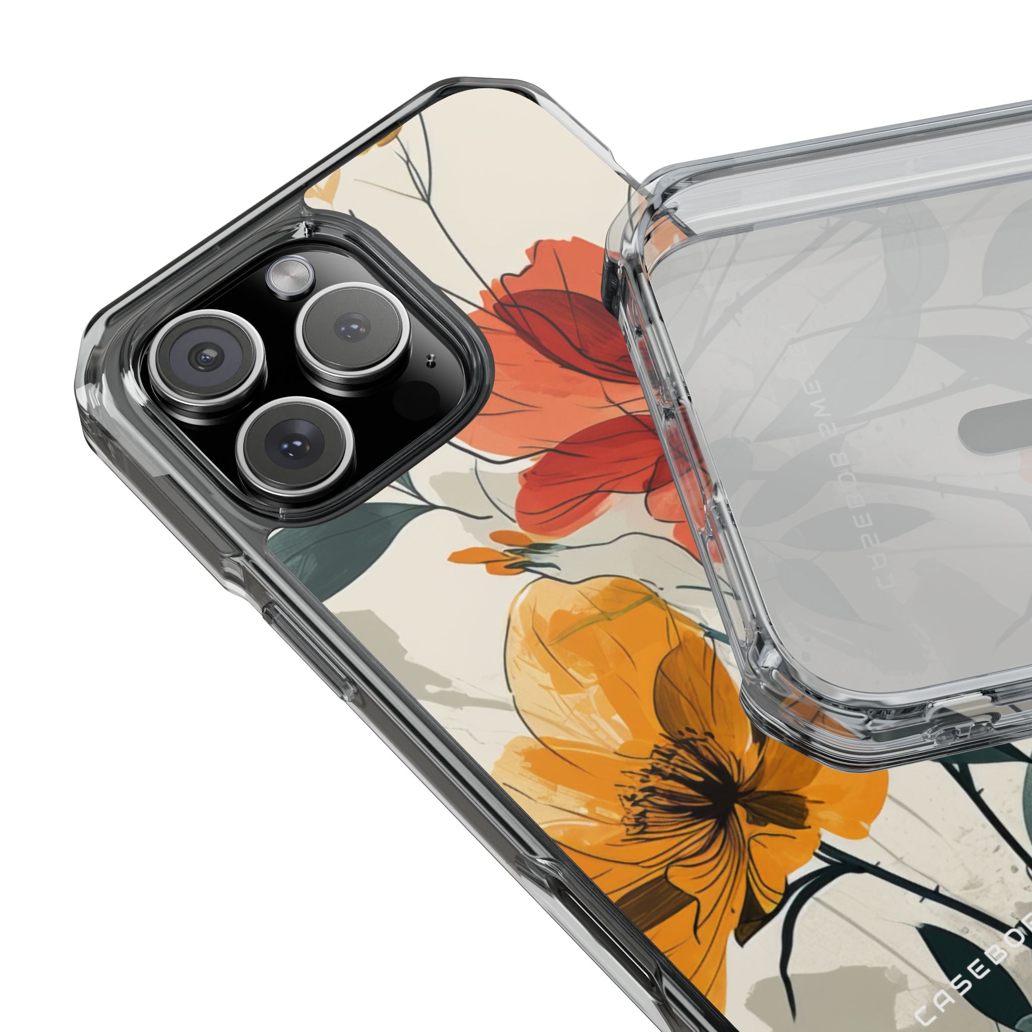 Elegant Floral Harmony iPhone 16 - Clear Impact Phone Case