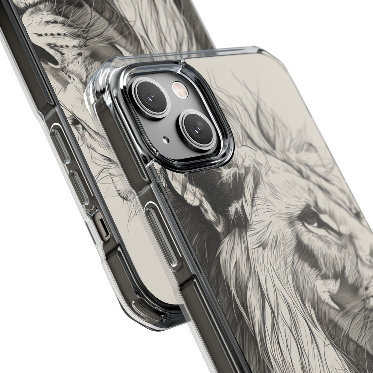 Majestic Linework Lion - Phone Case for iPhone (Clear Impact - Magnetic)