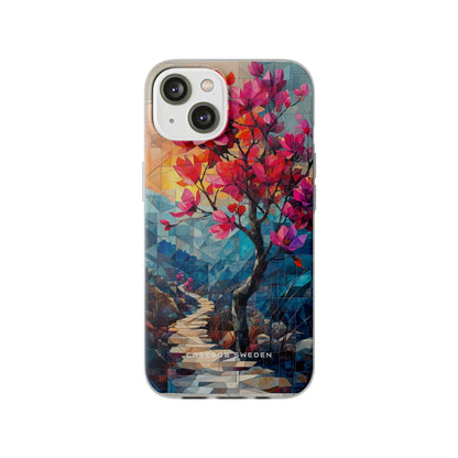 Vibrant Geometric Tree Landscape iPhone 14 - Flexi Phone Case