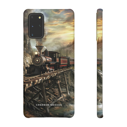 Vintage Steam Train Crossing Mountain Bridge Samsung S20 - Slim Phone Case