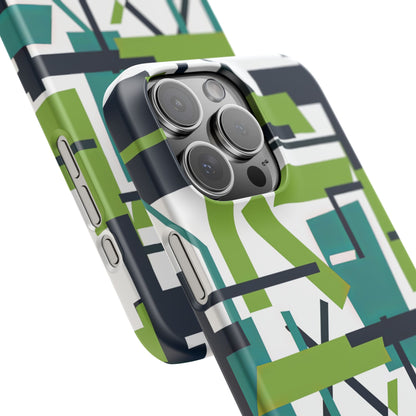 Green Geometry Glide iPhone 16 - Slim Phone Case