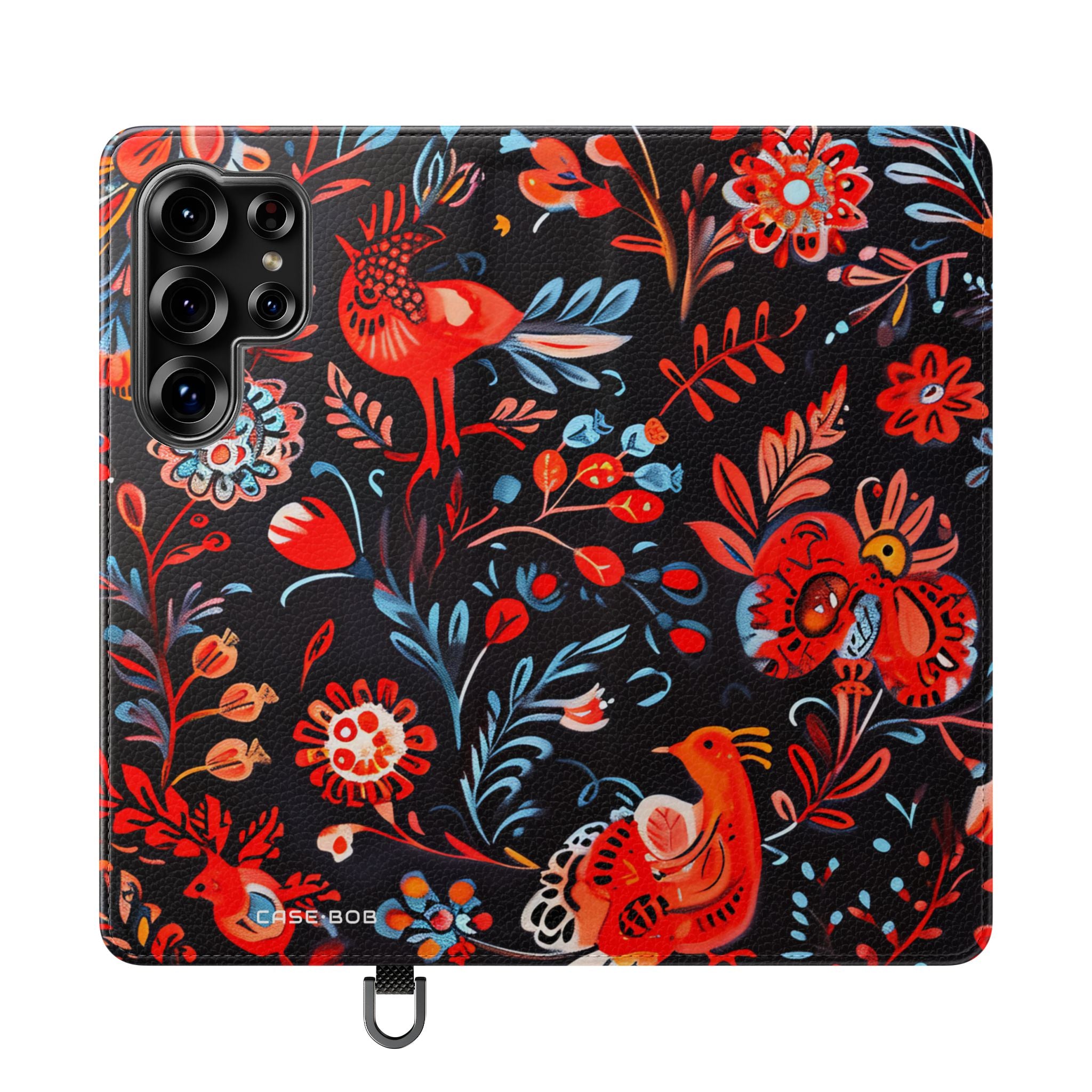 Folk Bird Flame - Samsung S25 Ultra Case - Lompakkokotelo