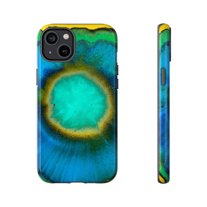 Neon Blue Ink Art iPhone Case (Protective) iPhone 14 Plus Glossy Phone Case