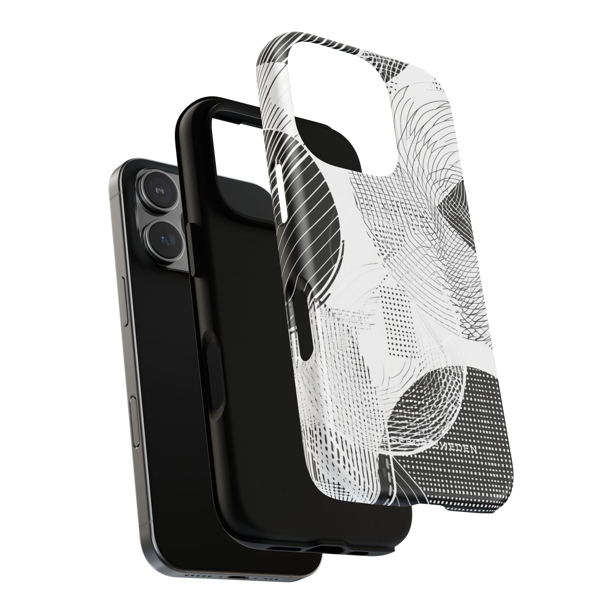 Geometric Monochrome Flow iPhone 16  Tough+ Phone Case