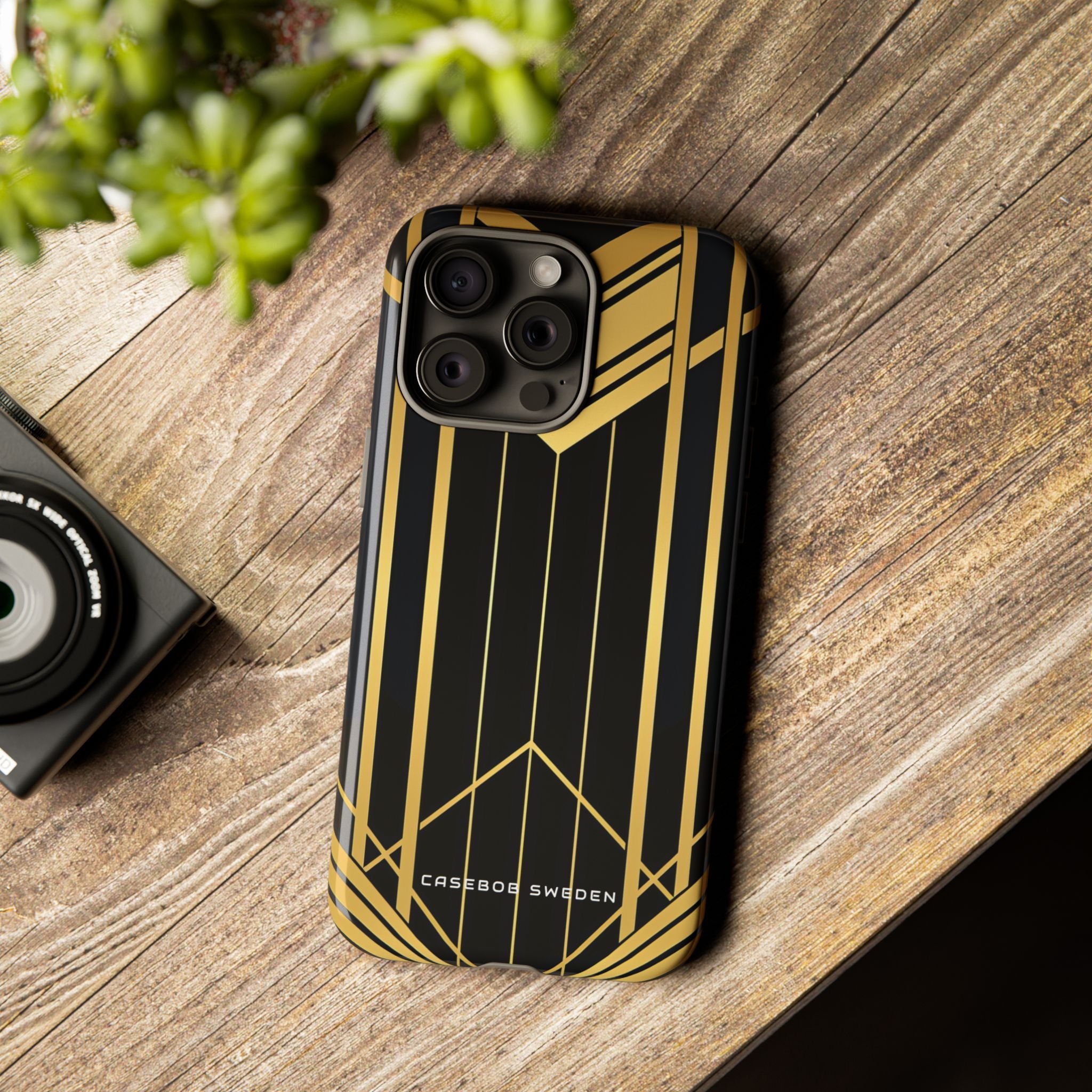 "Golden Art Deco Symmetry in Geometric Elegance" iPhone 15 - Tough Phone Case