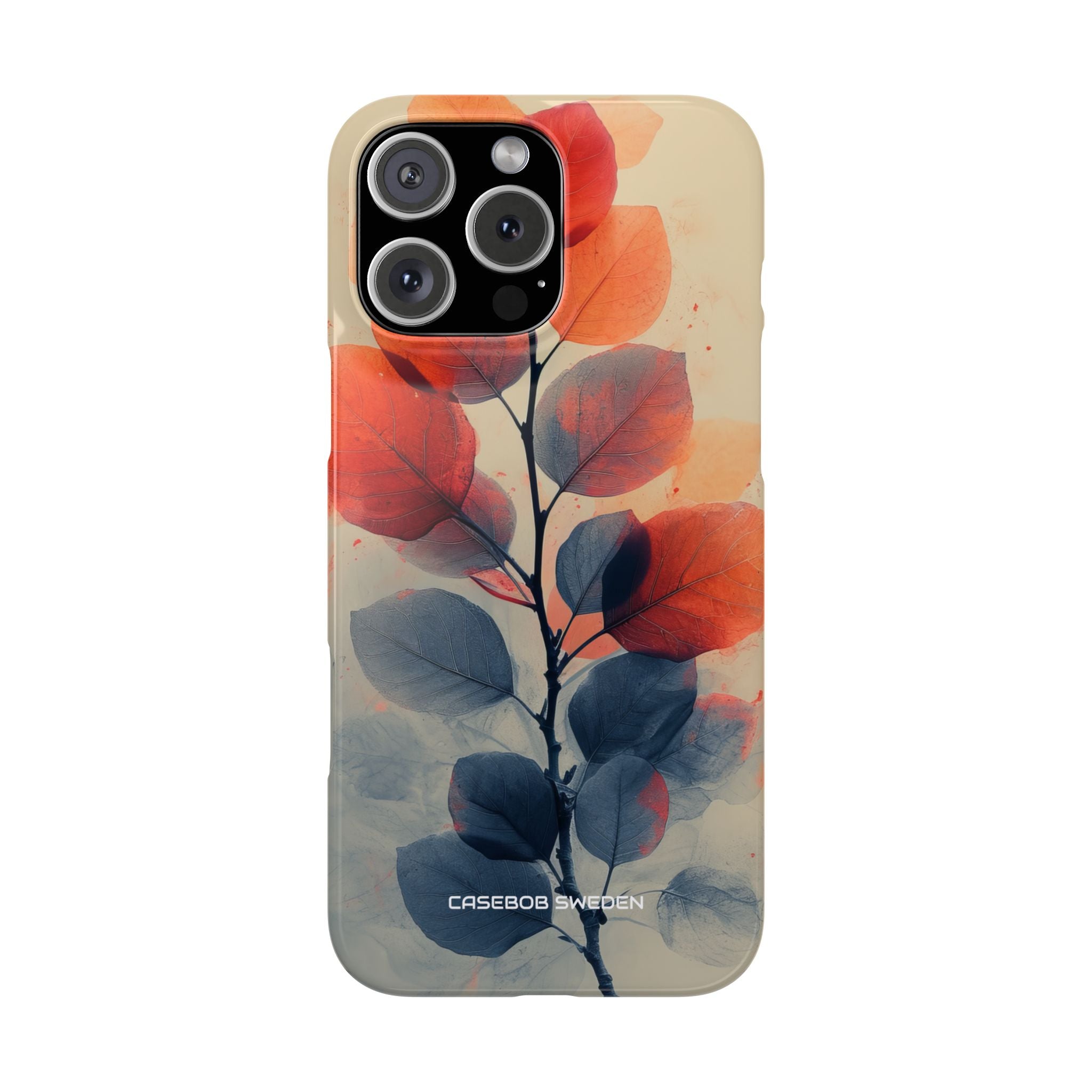 Orange Gray Leaves - Slim iPhone 16 Phone Case