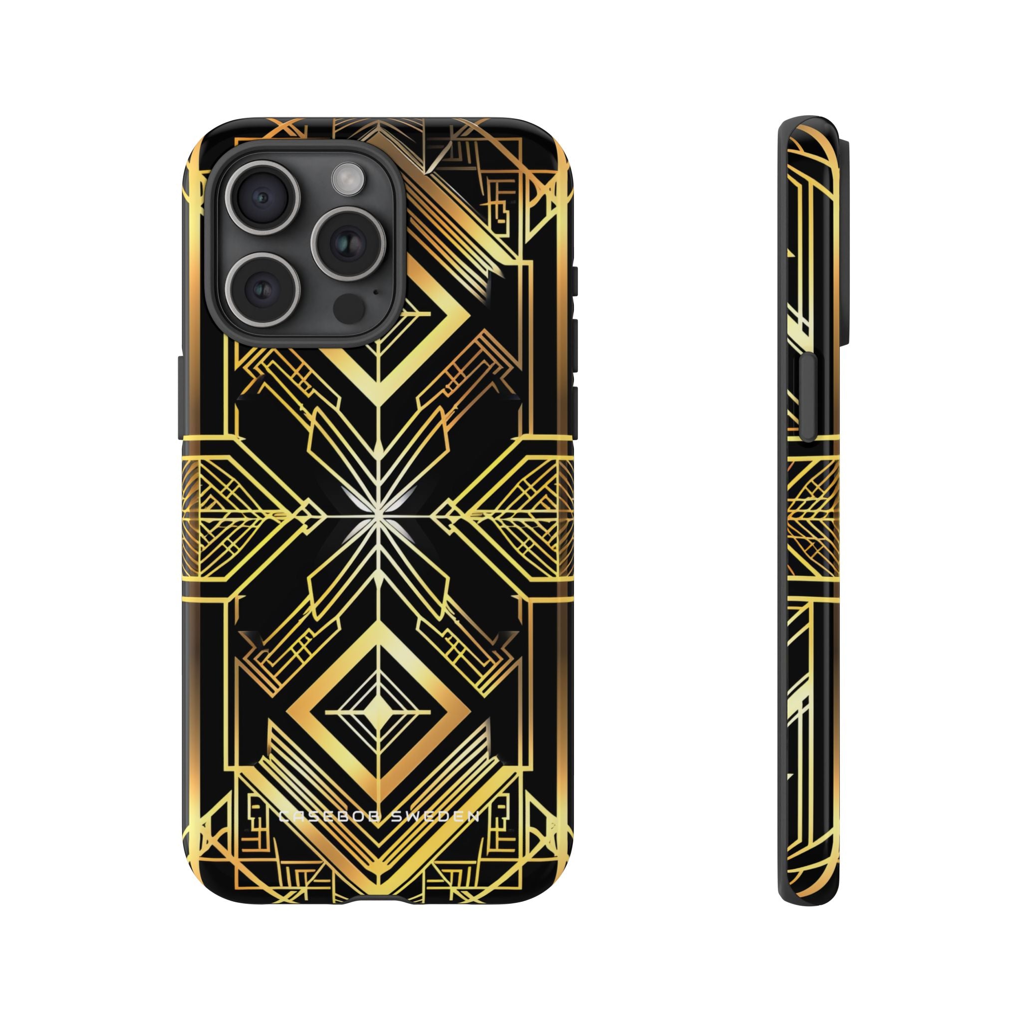 Golden Geometric Opulence iPhone 15 - Tough Phone Case