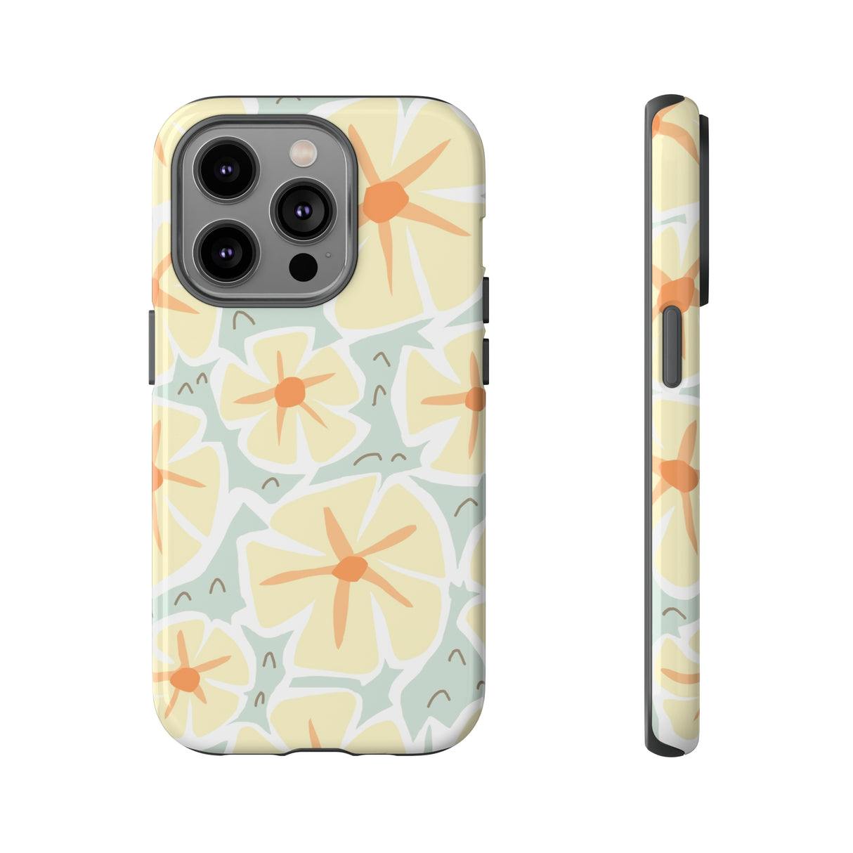 Pastel Yellow Happy Flower iPhone Case (Protective) iPhone 14 Pro Glossy Phone Case