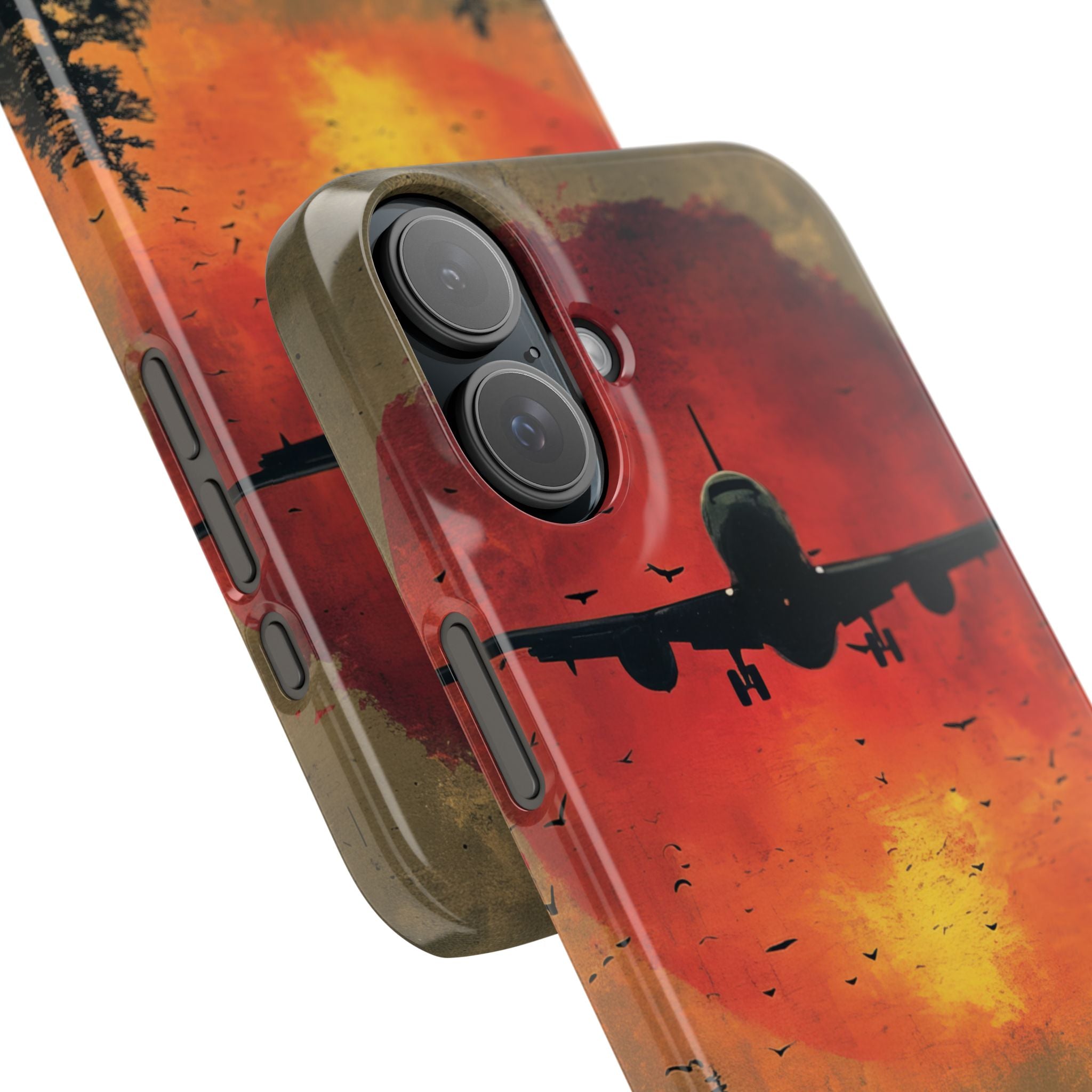 Vintage Sunset Airplane Silhouette iPhone 16 - Slim Phone Case