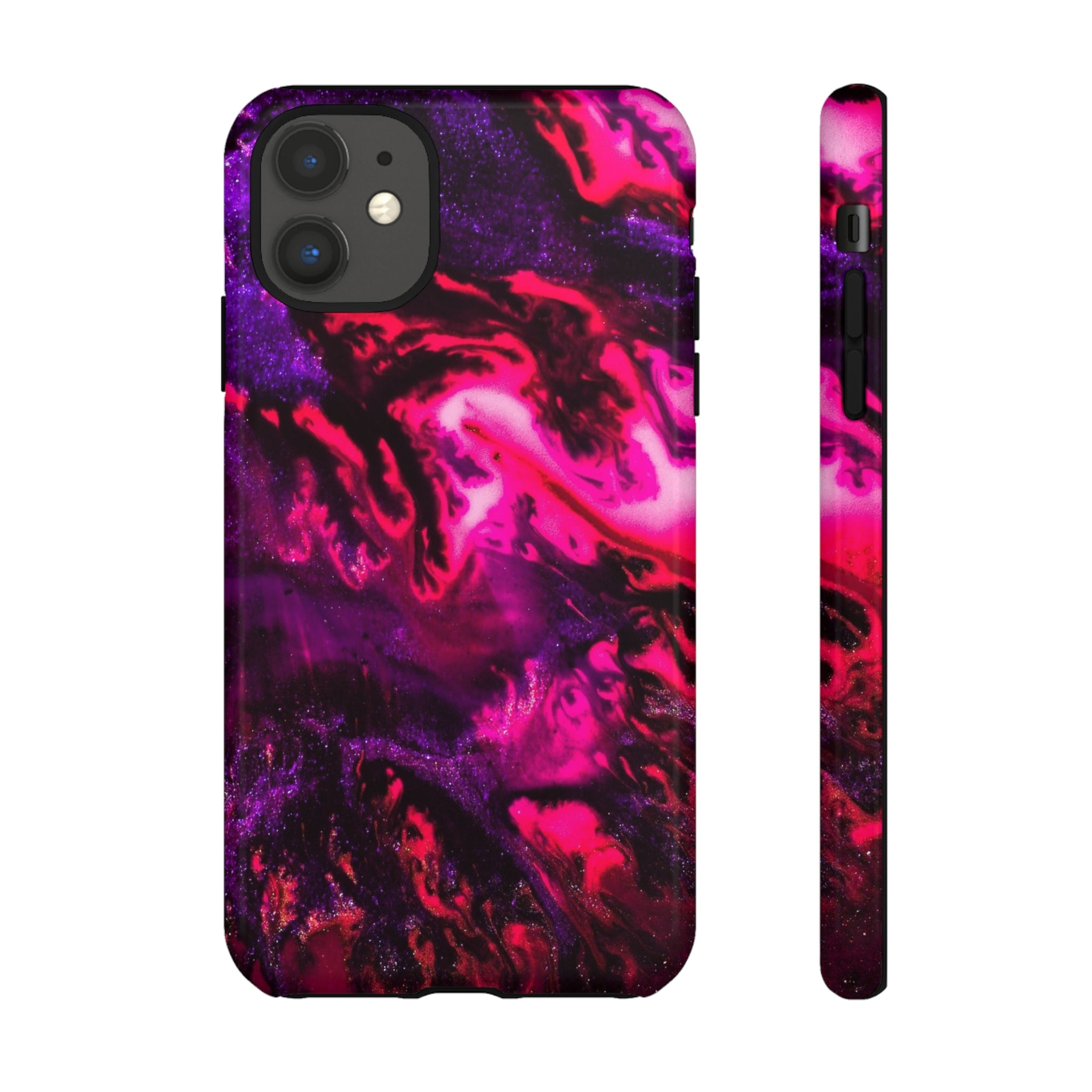 Deep Pink Galaxy Ink Art iPhone Case (Protective) iPhone 11 Glossy Phone Case