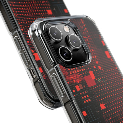 Crimson Circuit Grid iPhone 14 - Impact Clear+