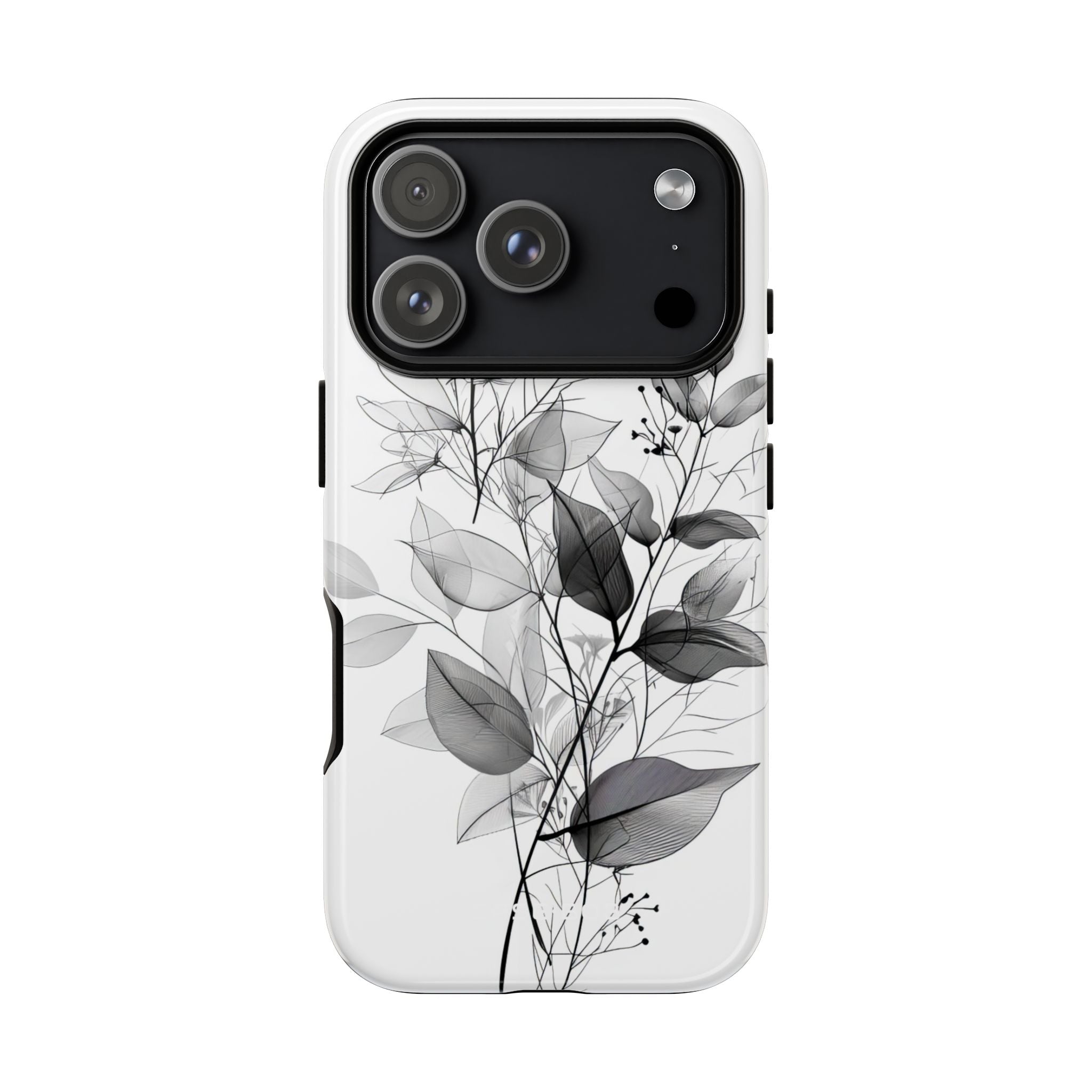 Veined Leaves Gray iPhone 17 Pro Case - Tough