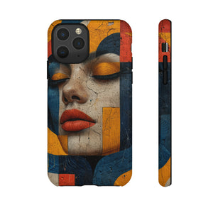 Blue Lady's Geometric Elegance - Protective Phone Case