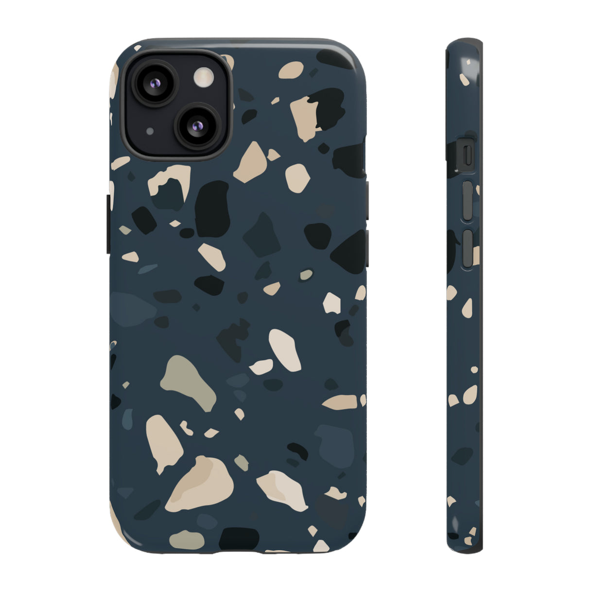 Dark Blue Terrazzo - Protective Phone Case