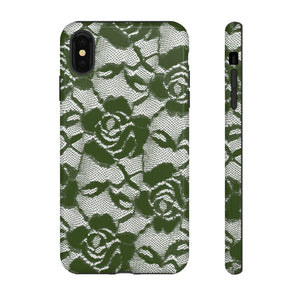 Green Lace Gothic Flower - Protective Phone Case