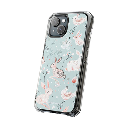 Whimsical Bunny Blossom - Clear Impact iPhone 15 Phone Case