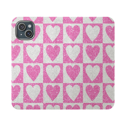 Glitter Heartgrid - iPhone 15 Plus Case - Wallet