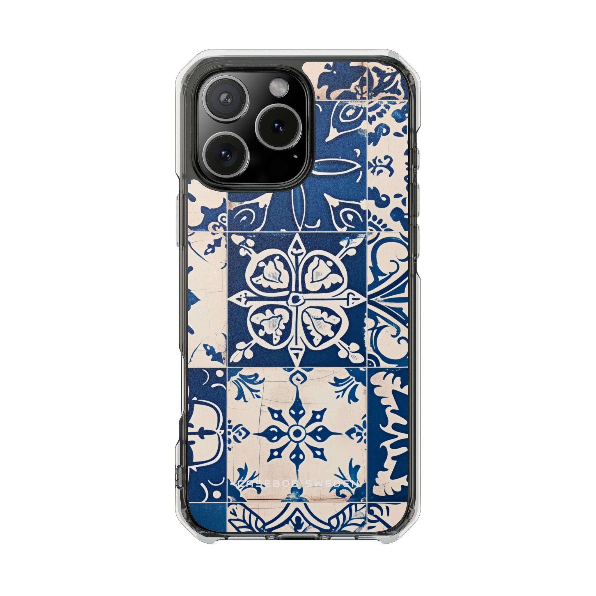 Mediterranean Blue Ceramic Line Art Tiles iPhone 16 - Clear Impact Phone Case