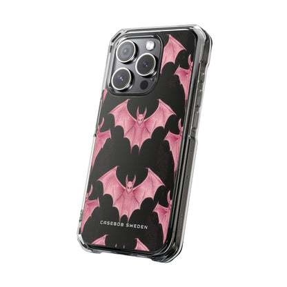 Gothic Pink Bats Aflame iPhone 15 - Clear Impact Phone Case