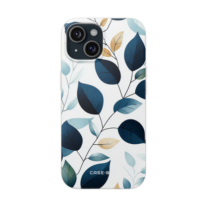 Navy Leaf Veins iPhone 15 Case - Soft