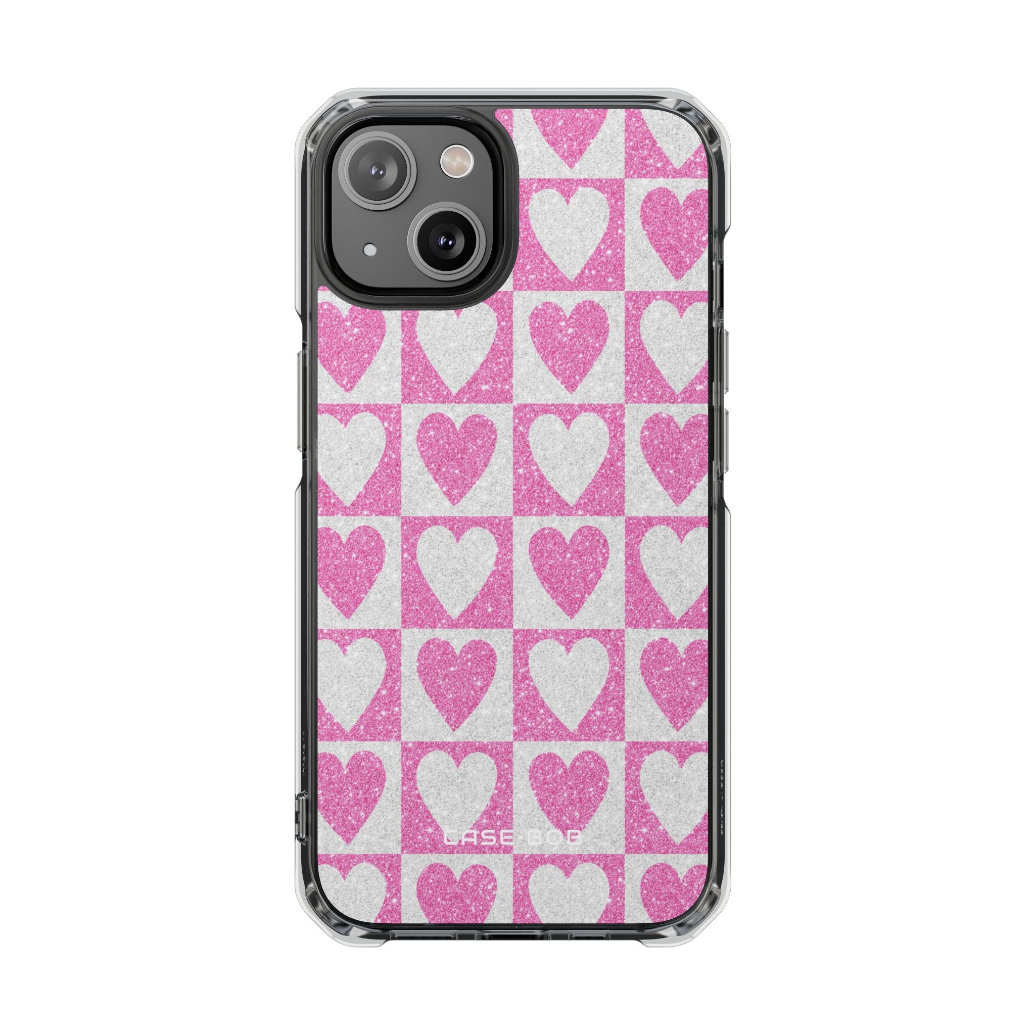 Glitter Heart Grid iPhone 14 Case - Impact