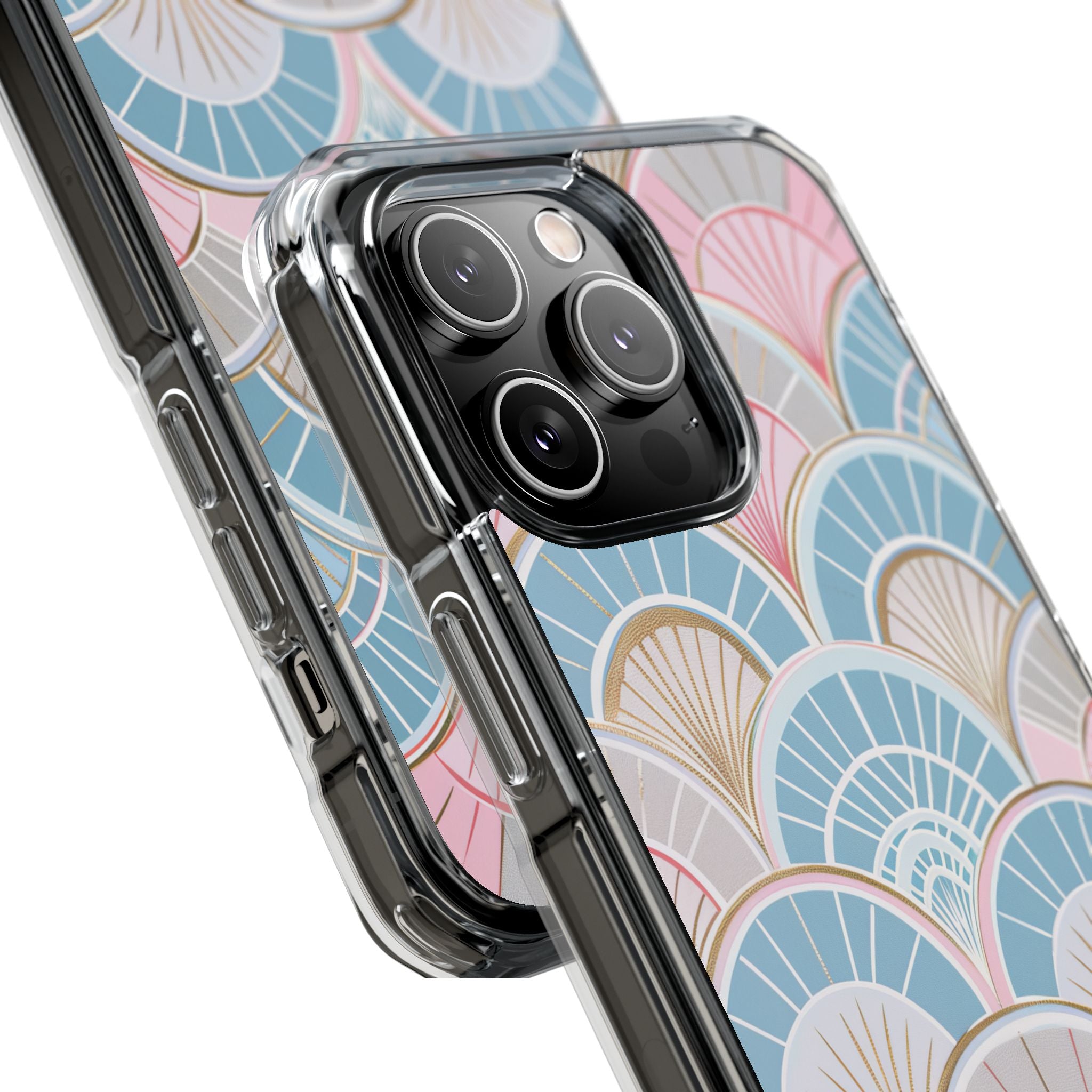 Art Deco Pastel Fan Pattern - Clear Impact iPhone 14 Phone Case