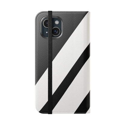 Diagonal Stripes BlackWhite - iPhone 15 Case - Wallet