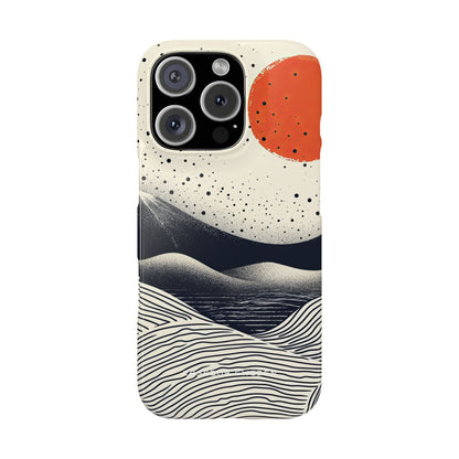 Red Sun Over Flowing Horizons iPhone 16 - Slim Phone Case