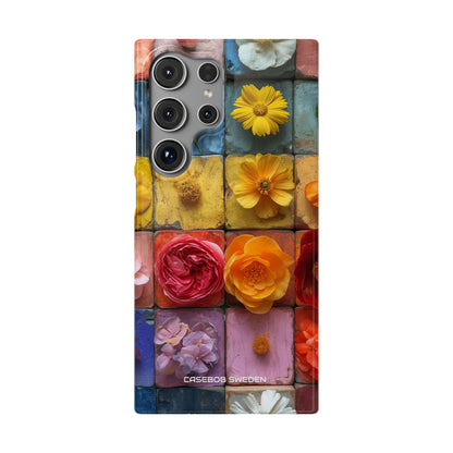 Vibrant Floral Tiles - Slim Samsung S24 Phone Case