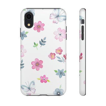 Vintage flowers and butterflies iPhone case - Protective Phone Case