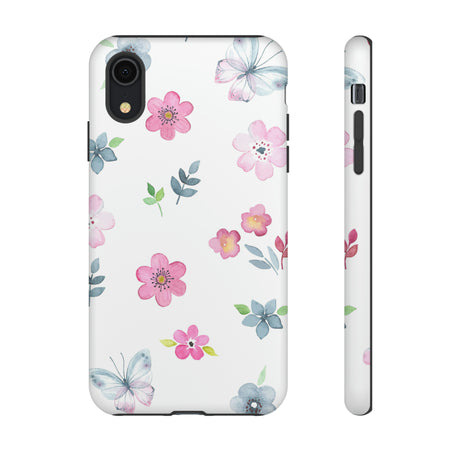 Vintage flowers and butterflies iPhone case (Protective) - Protective Phone Case