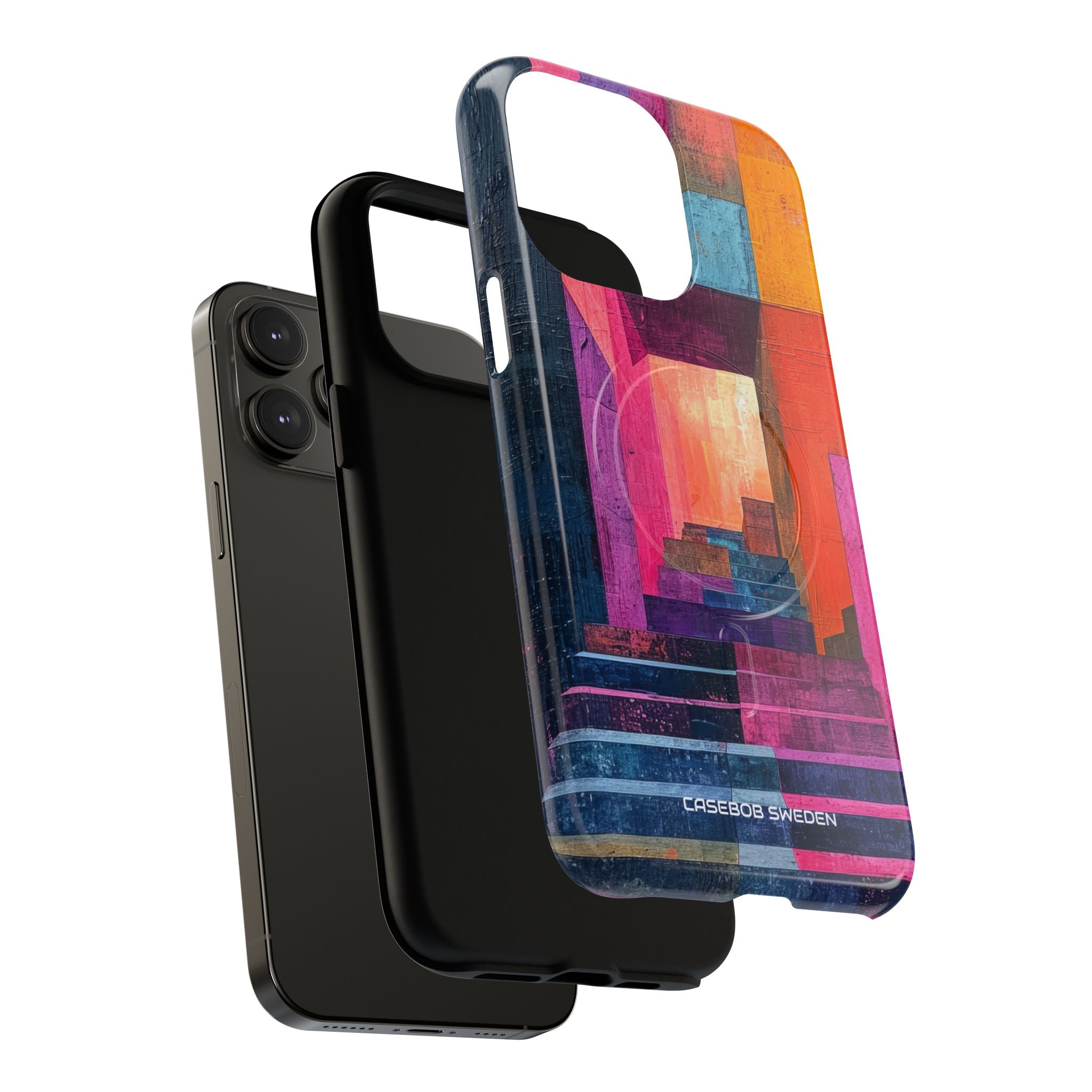 Pink Orange Geometry - Tough + MagSafe® iPhone 14 Phone Case