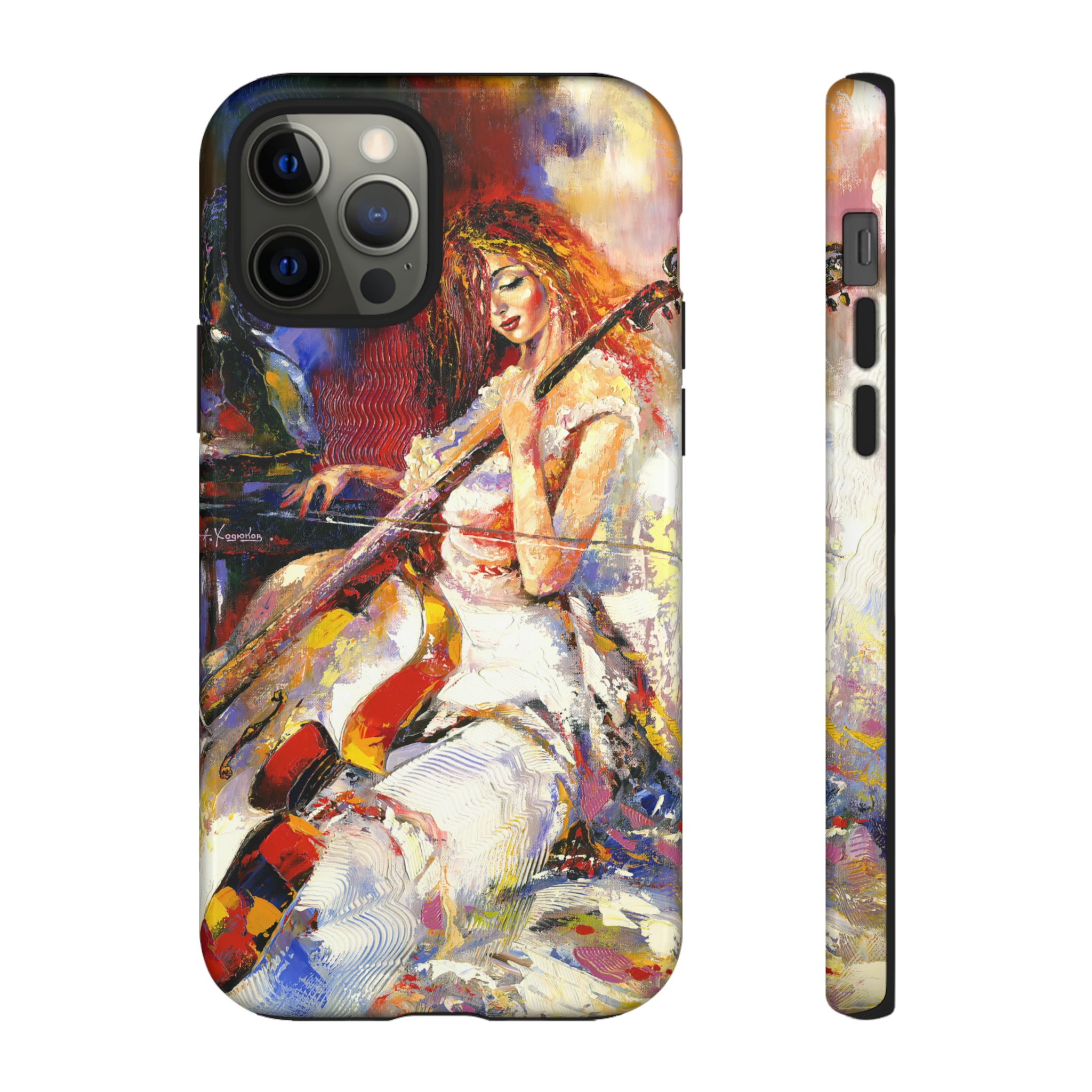 Oil panting - Girl playing Violoncello - Protective Phone Case