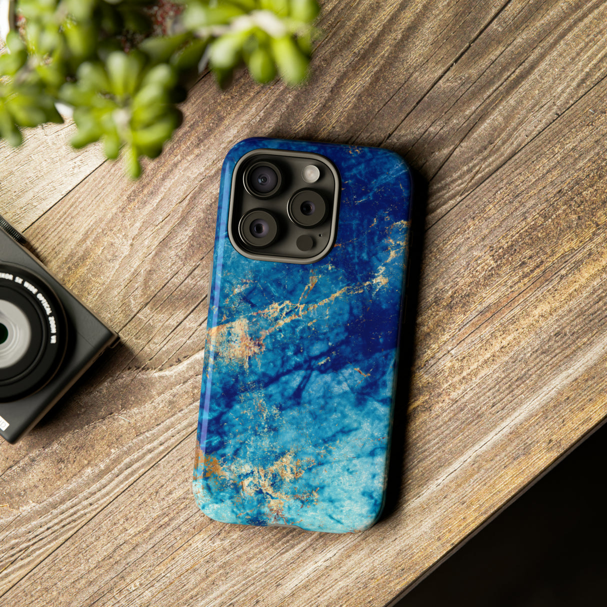 Blue Marble Background - Protective Phone Case