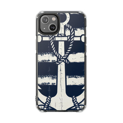 Navy Anchor Stripes iPhone 14 - Impact Clear+