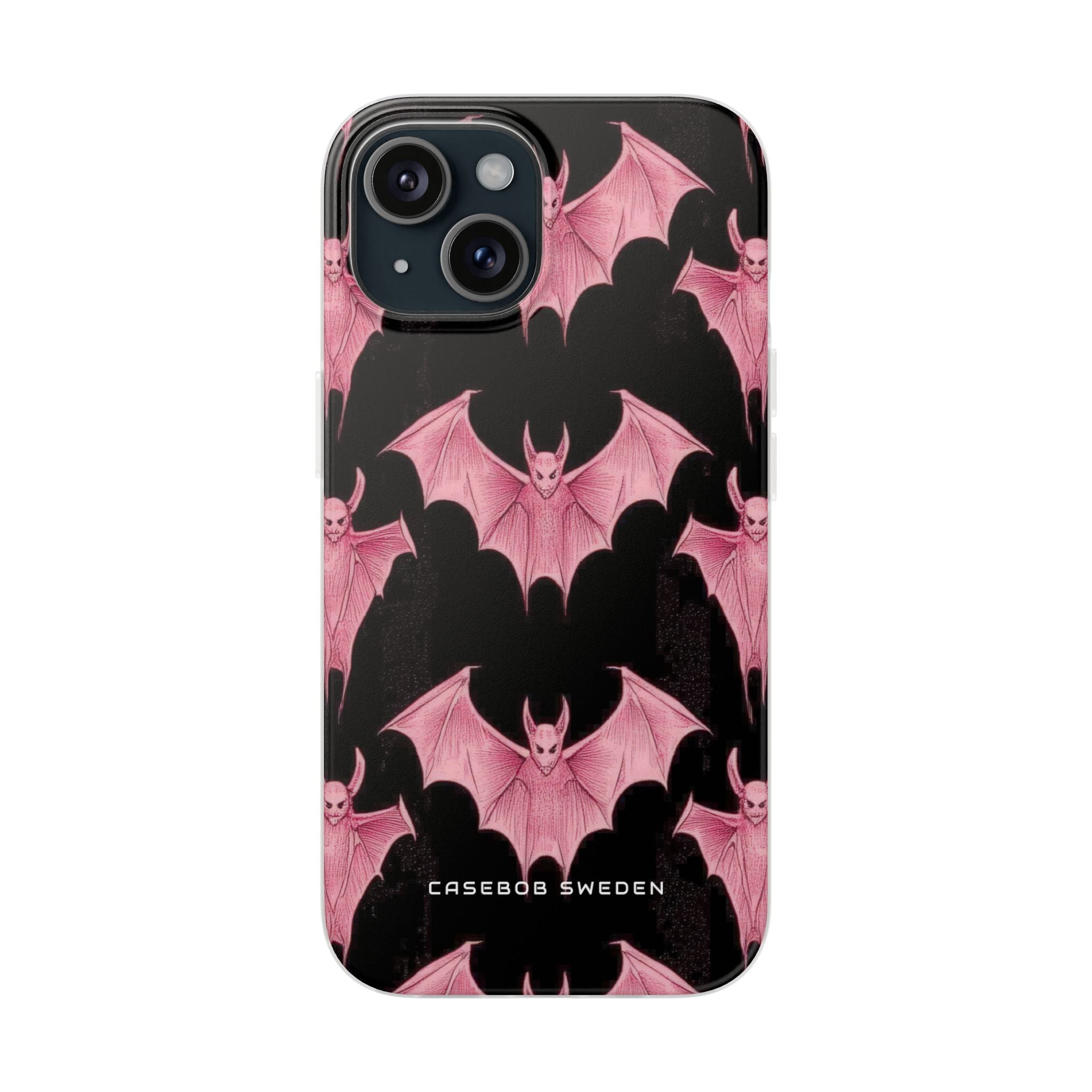 Gothic Pink Bats Aflame iPhone 15 - Flexi-Handyhülle