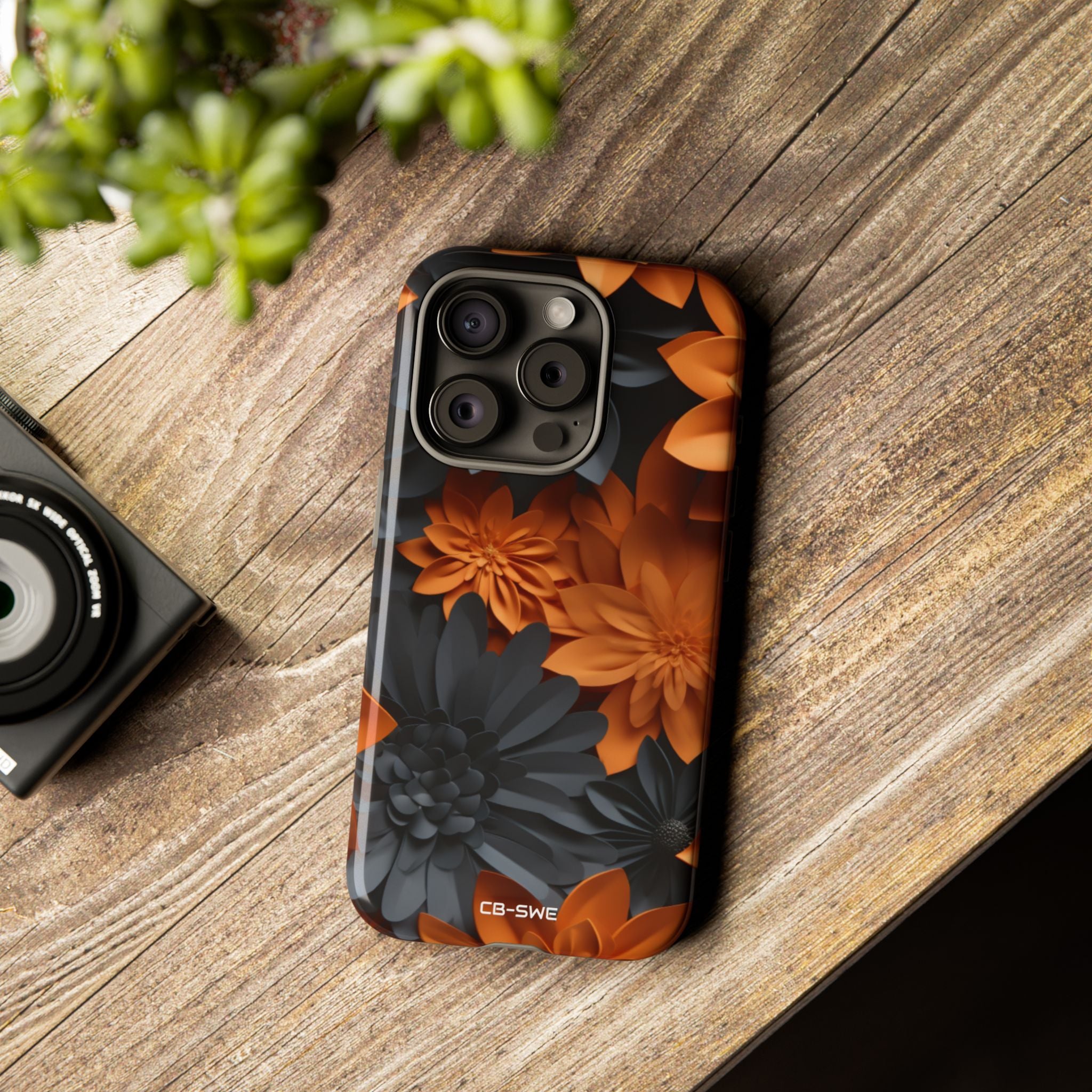 Graphical Orange Florals - iPhone Case