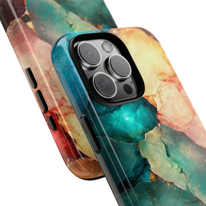 Teal Mosaic Veins iPhone 16 Pro Max Case - Tough